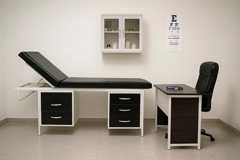  ابعاد و سازگاری تخت معاینه پنج کشو با فضاهای درمانی