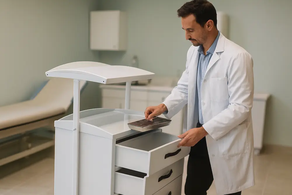 مواد با کیفیت و دوام بالا ترالی زیبایی چهار کشو با یک طبقه