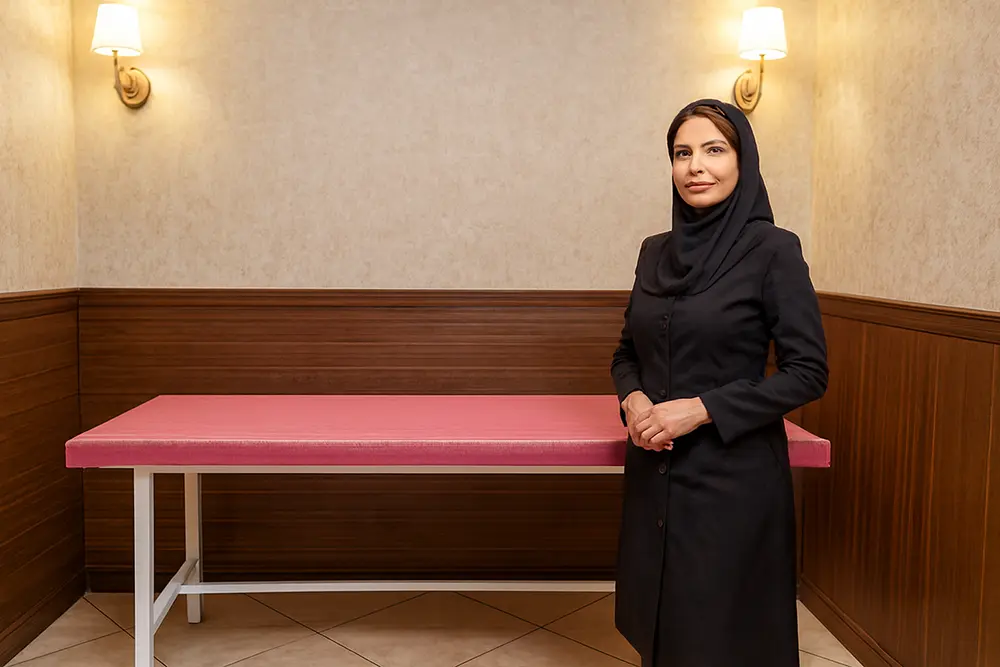 تخت ماساژ پایه ثابت در مرکز ماساژ