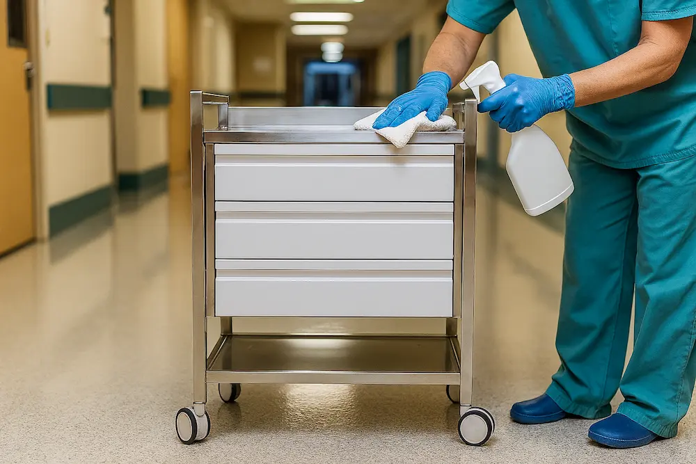 نگهداری ترالی دو طبقه سه کشو استیل