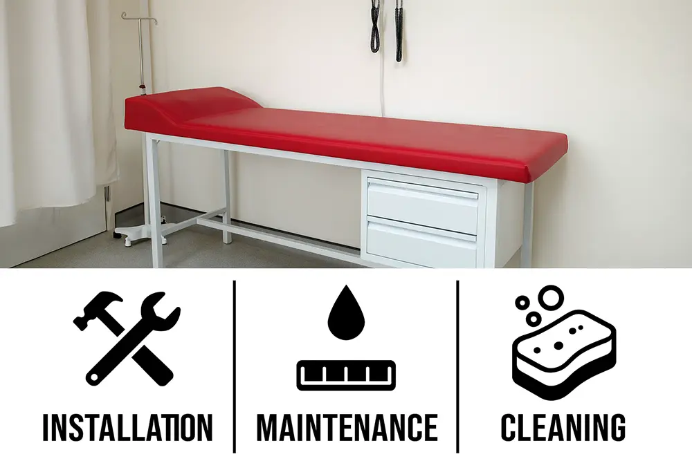 تخت معاینه ساده کمد دار نحوه نصب نگهداری و نظافت