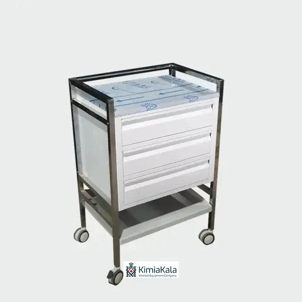 ترالی دو طبقه سه کشو استیل