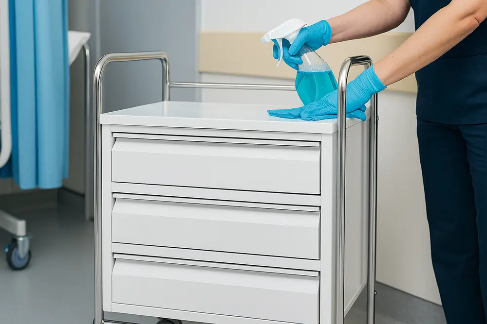 نگهداری و نظافت ترالی سه کشو استیل