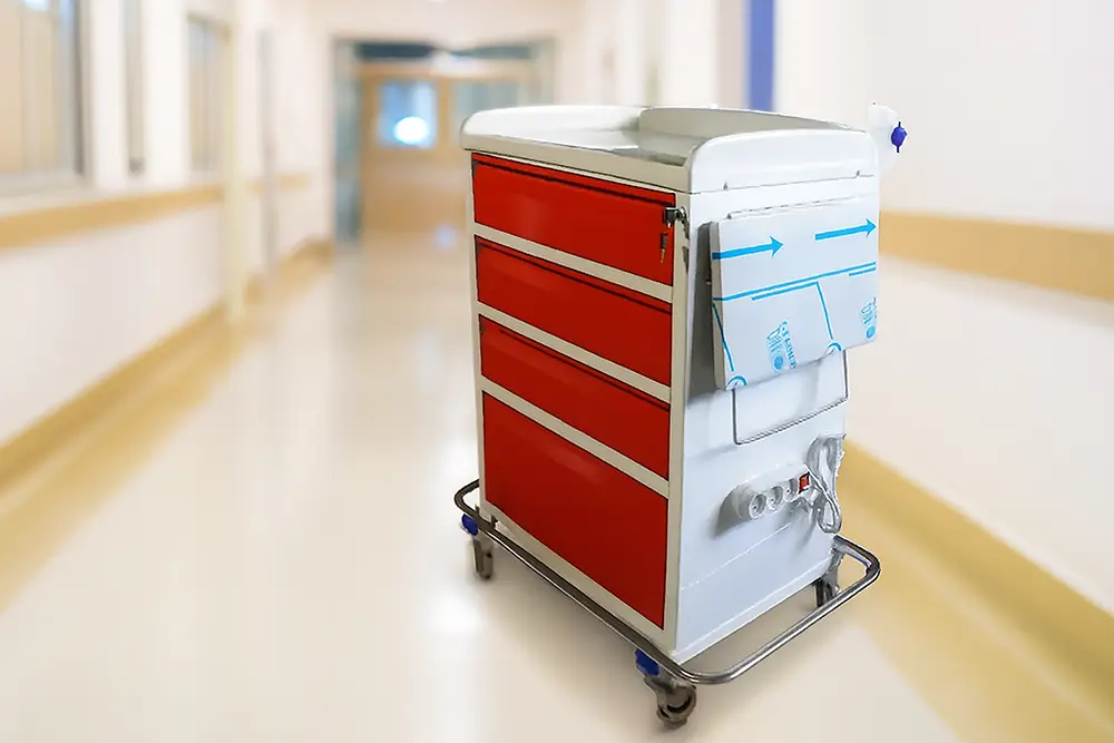 استفاده از ترالی اورژانس 4 کشو مینی در مواقع اورژانسی